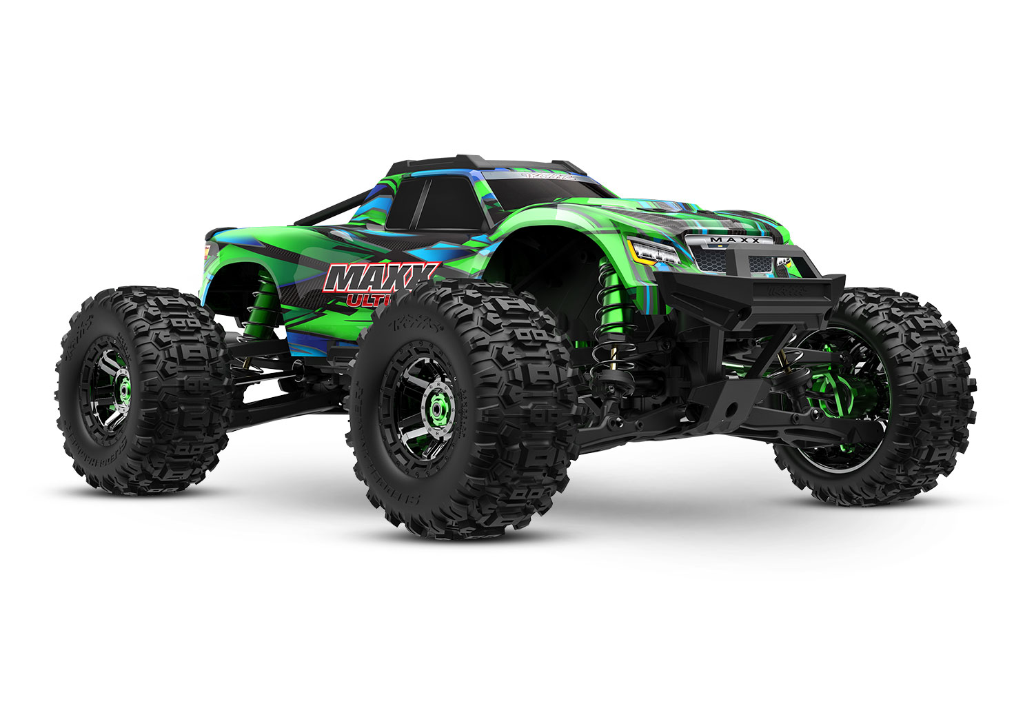 TRAXXAS 1/8TH SCALE MAXX ULTIMATE 4X4 VXL MONSTER TRUCK FULLY UPGRADED NEW! GREEN!
