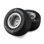 Losi Hoosier Tires, Medium, Mounted, Satin Aluminum, Left/Right (2): 22S DLM LOS-4642